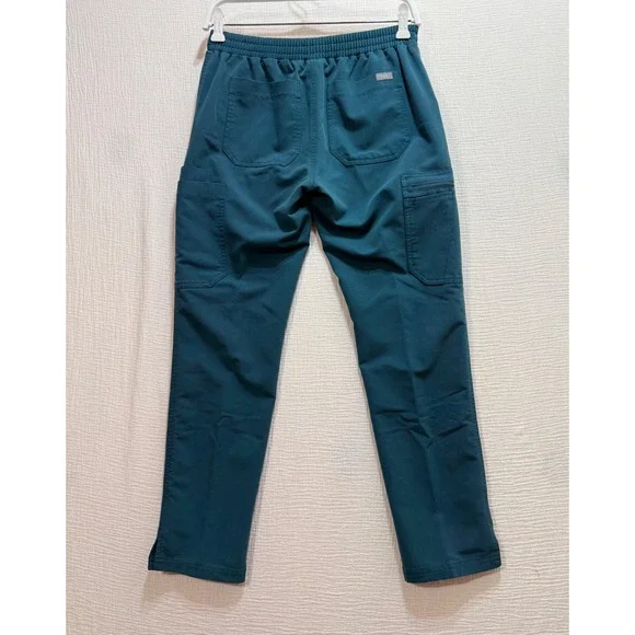FIGS Yola  Skinny Scrub Pants Womens XS Petite Teal Cargo Pocket - Picture 2 of 10